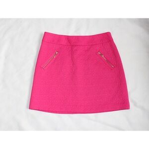 Worthington Hot Pink Barbiecore Textured A-Lined Mini Skirt Zip Pockets Womens 8